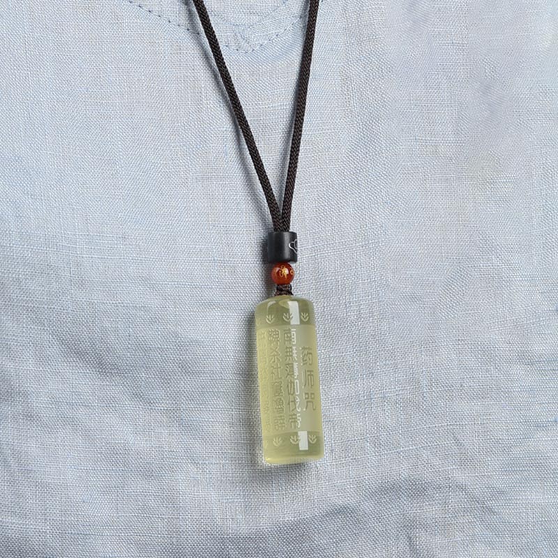 Collier pendentif force bonheur citrine Sutra du cœur