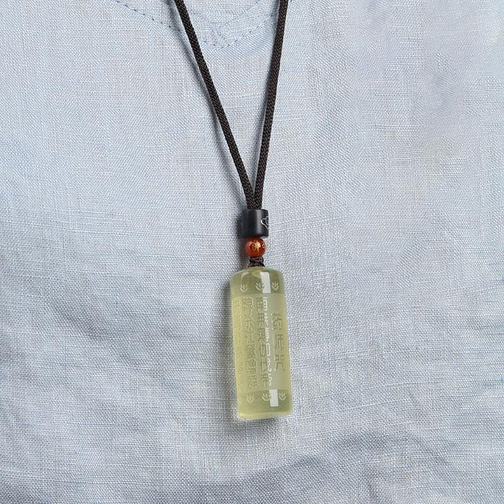 Collier pendentif force bonheur citrine Sutra du cœur