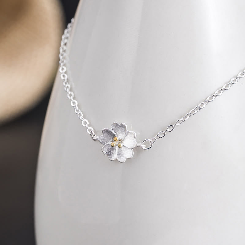 Bracelet chaîne de bénédiction en argent sterling 925 avec Buddha Stones et fleurs de cerisier - image 5