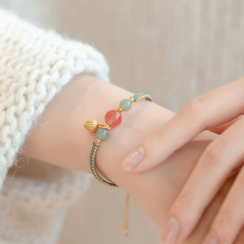 Bracelet en corde de confiance calme et agate rouge en jade et lotus avec Buddha Stones