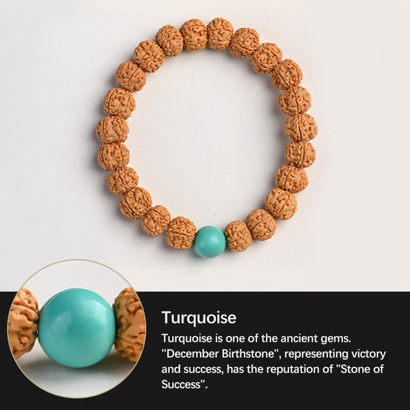 Bracelet de richesse et de bon augure en Buddha Stones tibétaines Rudraksha Bodhi Seed