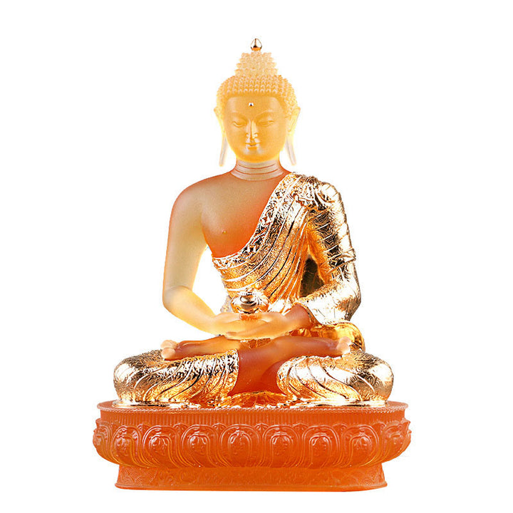 Buddha Stones Figurine de Bouddha faite à la main Pièce d'art Liuli Statue de sérénité Décoration d'offrande pour la maison