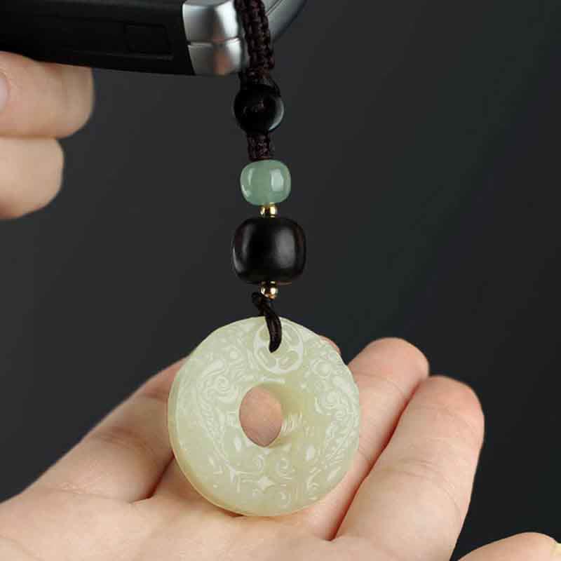 Porte-clés Buddha Stones PiXiu Jade Peace Buckle Abondance Richesse