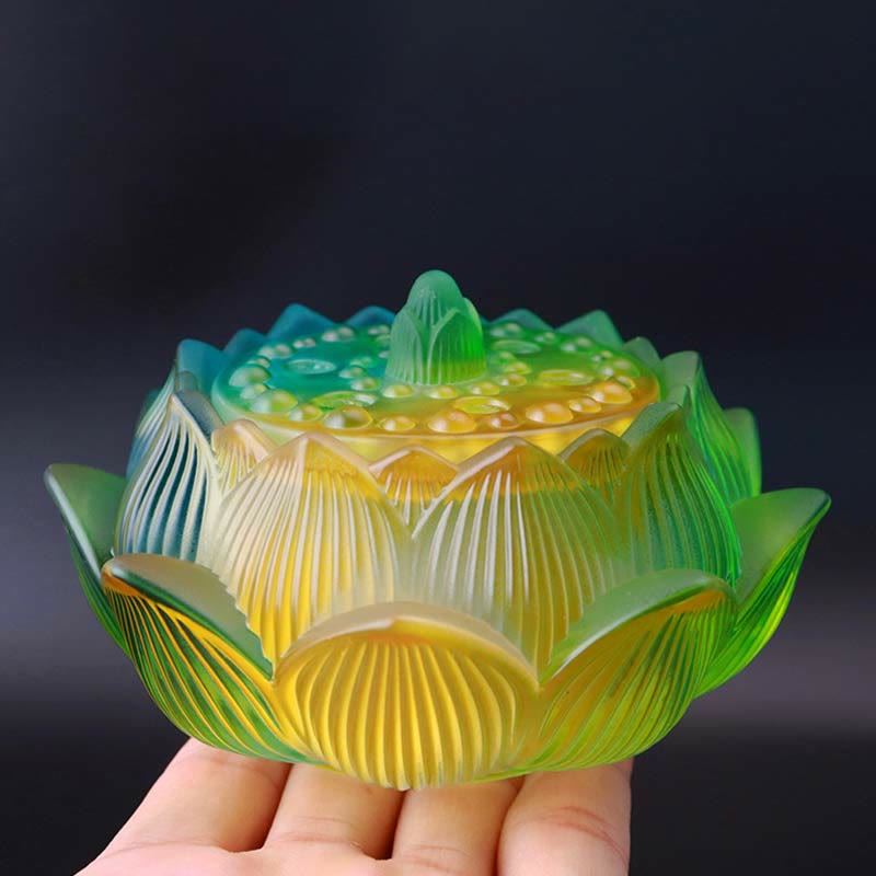 Brûleur d'encens de méditation de guérison en cristal de Lotus Liuli de Buddha Stones