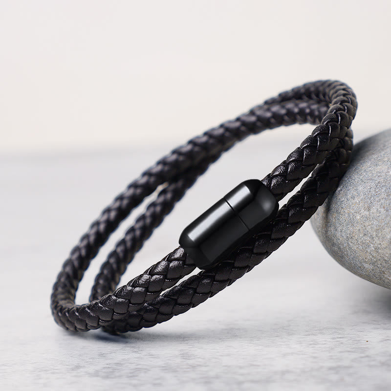 Bracelet de protection à boucle magnétique en cuir véritable avec cordon rouge Buddha Stones