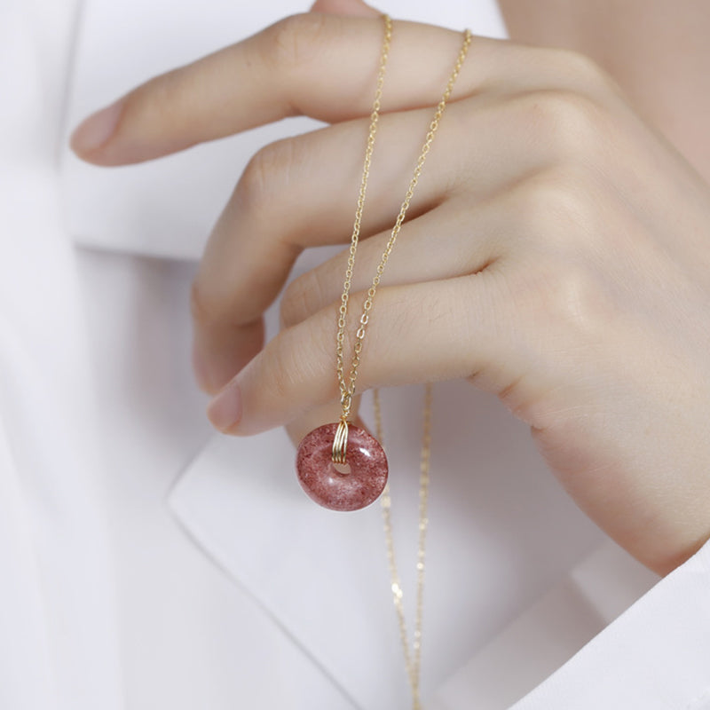 Collier de guérison positif en argent sterling 925 avec quartz fraise et pierres de Buddha Stones - image 2