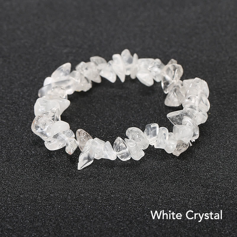 Bracelet apaisant et chaleureux en pierre de cristal de forme irrégulière naturelle - Cristal blanc (Tour de poignet : 15-16 cm) - image 5