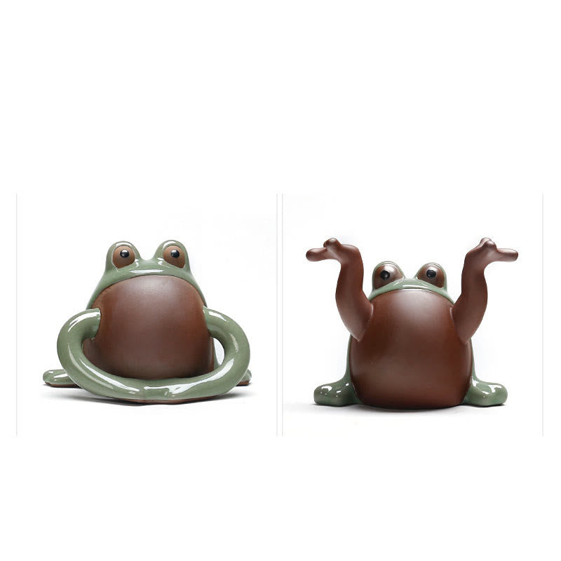 Figurine de grenouille porte-bonheur en céramique pour animal de compagnie, Buddha Stones FengShui, richesse, décoration
