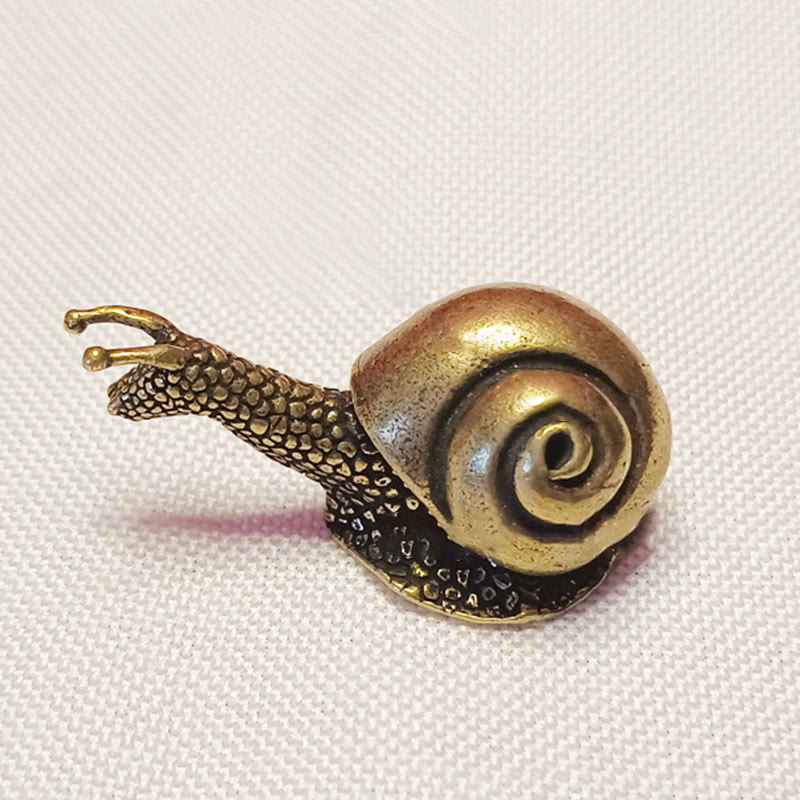 Buddha Stones Mini Petite Grenouille Tortue Koi Poisson Escargot Crabe Cuivre Richesse Décoration de la Maison - Escargot - image 19