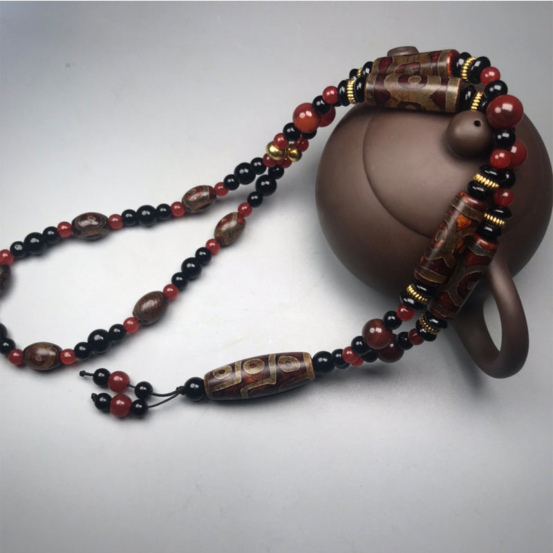 Collier Buddha Stones Dzi à neuf yeux en agate rouge pour la santé et la richesse - image 4