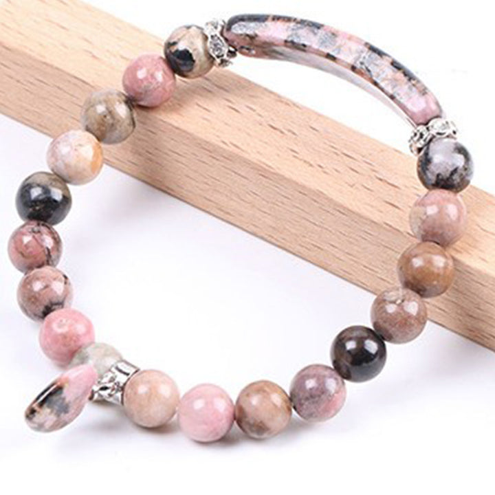 Bracelet de perles de guérison en forme de cœur avec Buddha Stones en rhodonite