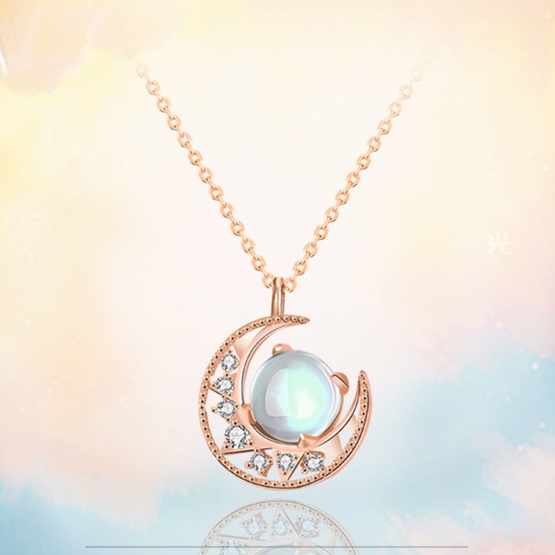 Buddha Stones en argent sterling 925 avec pierre de lune et motif de lune