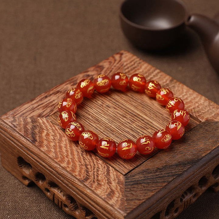 Bracelet de méditation en onyx noir et cristal blanc Buddha Stones du Tibet Om Mani Padme Hum