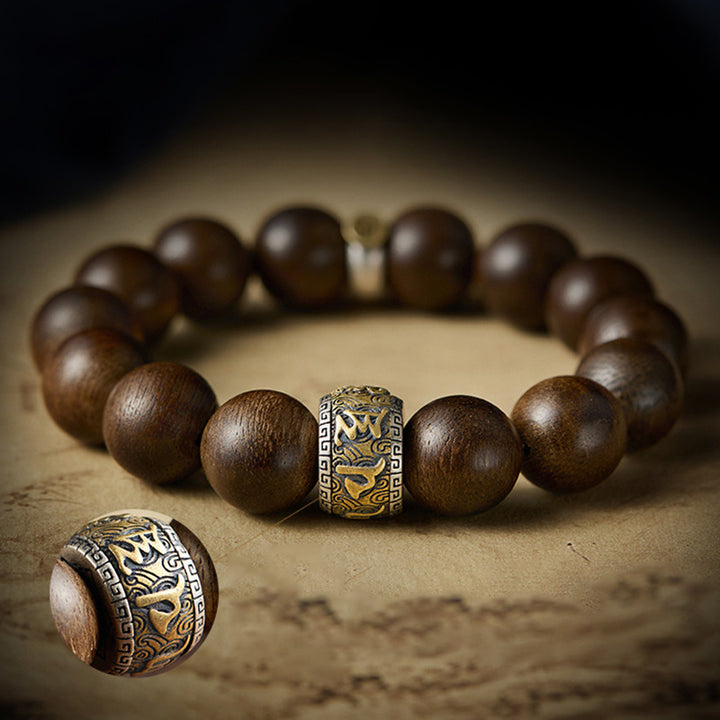 Bracelet en argent sterling 925 Buddha Stones et zodiaque chinois, Bouddha du Kalimantan, bois d'agar, Om Mani Padme Hum
