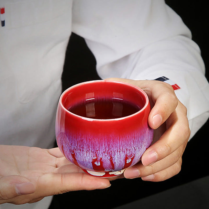 Tasse à thé en céramique avec changement de glaçure au four chinois Jianzhan, Buddha Stones , tasse à thé Tenmoku Kung Fu
