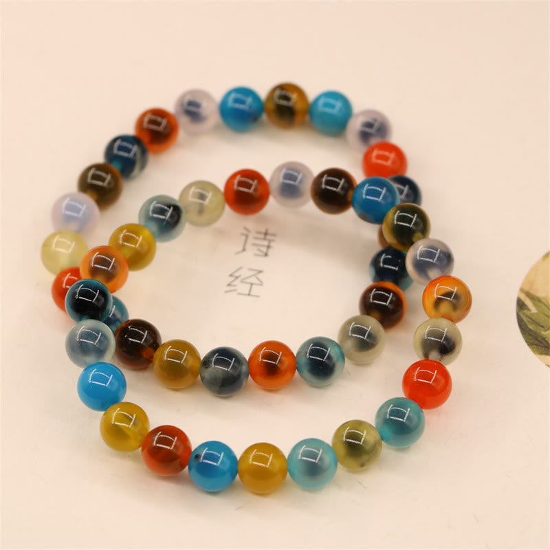 Bracelet de perles de guérison en agate bonbon colorée