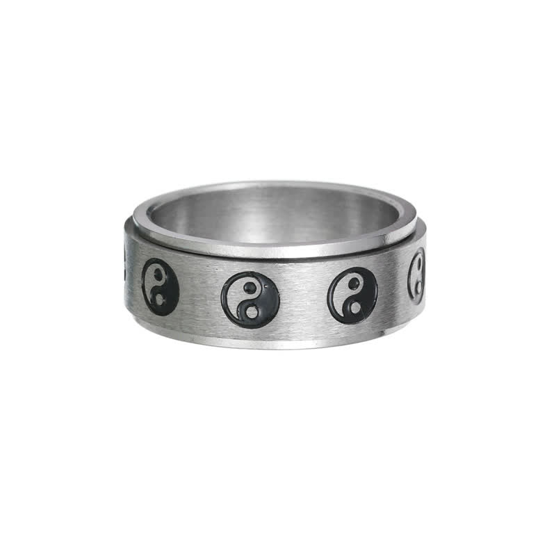 Bague rotative d'équilibre en acier titane avec Buddha Stones Yin Yang