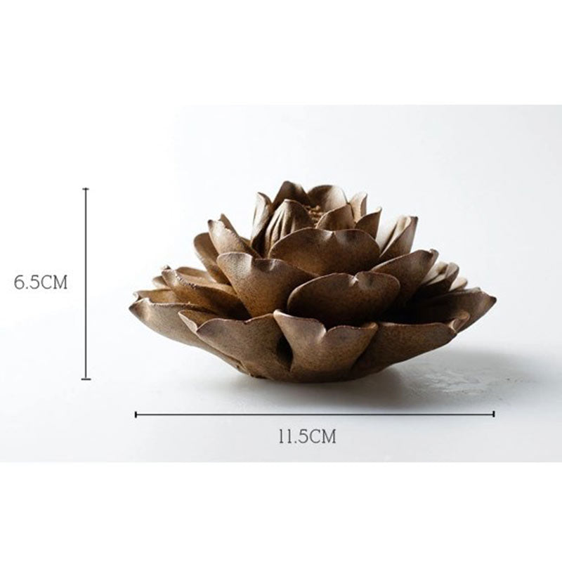 Brûleur d'encens tibétain à reflux en forme de lotus avec Buddha Stones
