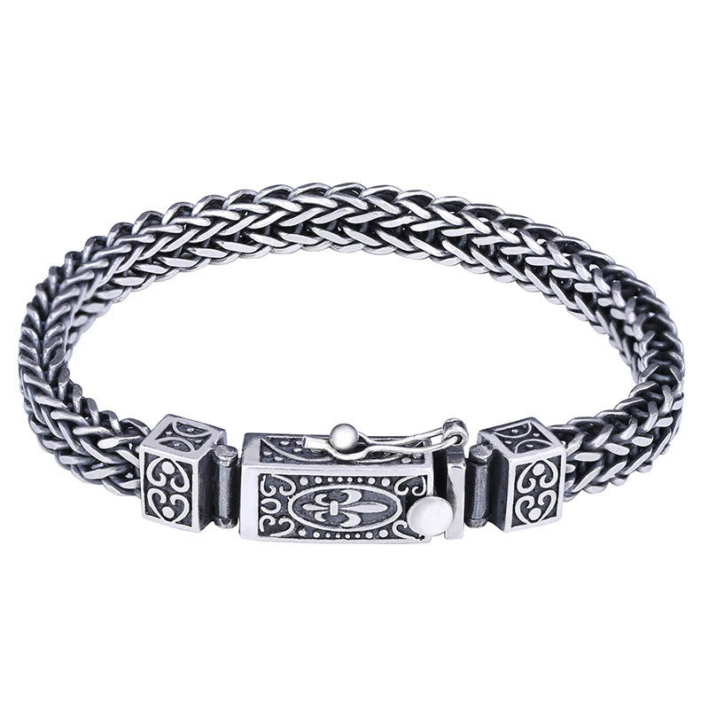 Bracelet de guérison équilibré tressé avec motif de dragon rétro Buddha Stones