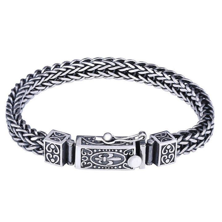 Bracelet de guérison équilibré tressé avec motif de dragon rétro Buddha Stones