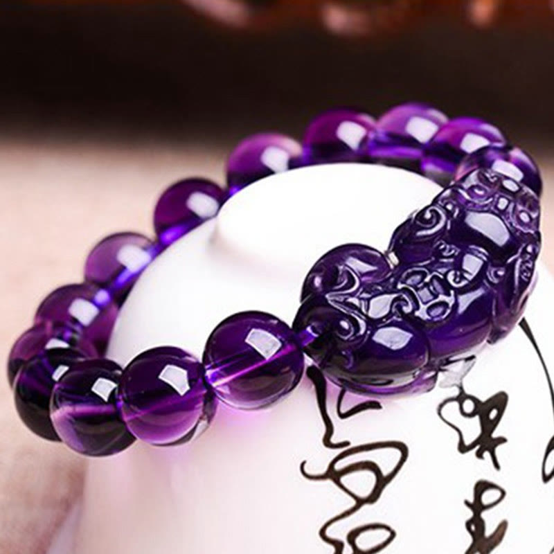 Bracelet Feng Shui en améthyste avec Buddha Stones pour la fortune et la richesse