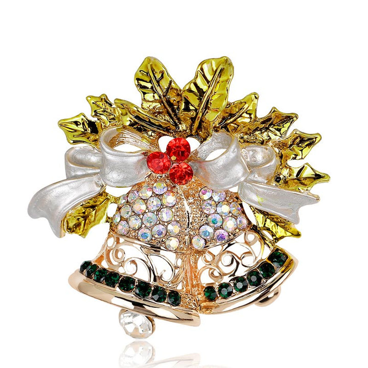 Broche en cristal strass multicolore de Noël