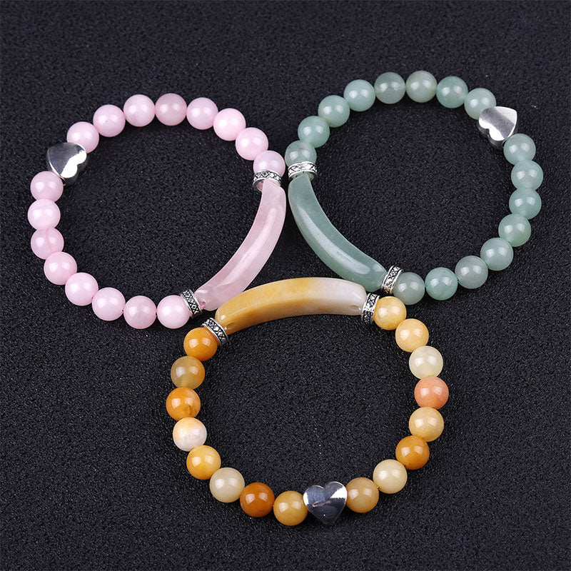 Bracelet unisexe en forme de cœur avec perles en cristal naturel