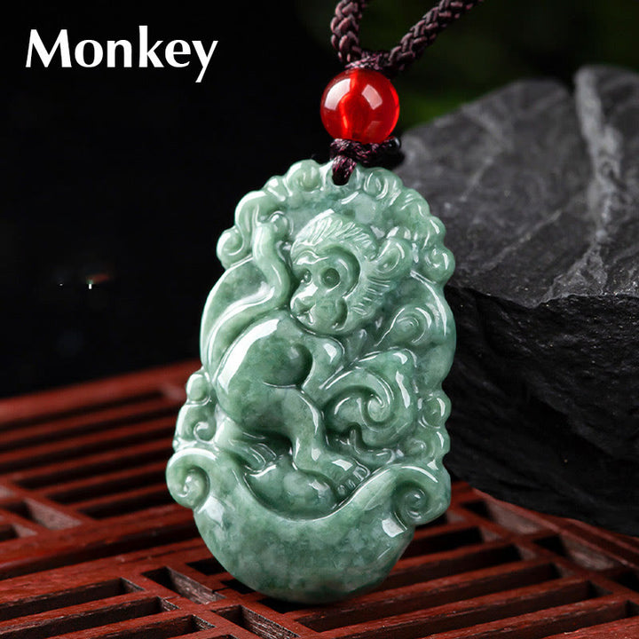 Buddha Stones pendentif de prospérité en jade naturel avec 12 signes du zodiaque chinois - Singe - image 22