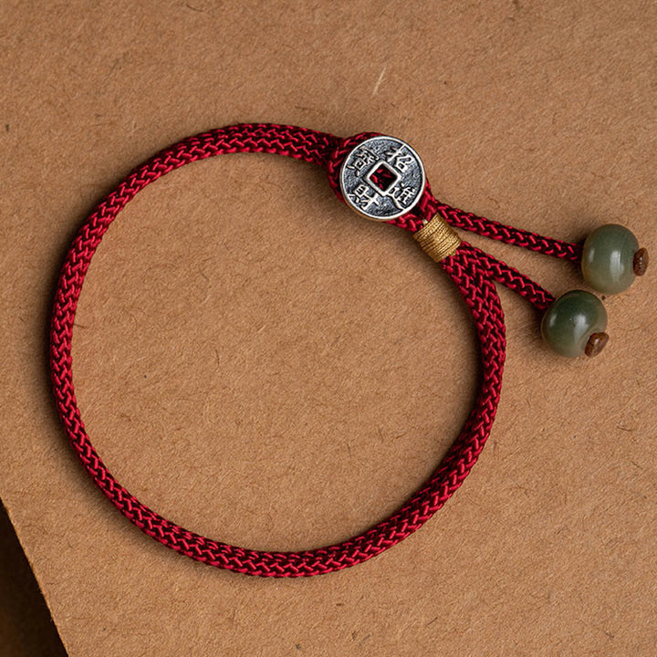 Bracelet tressé en argent sterling 925 fait à la main avec Buddha Stones et symbole du zodiaque chinois, Bouddha cyan Bodhi Seed Protection
