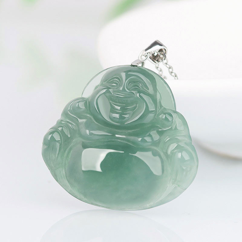 Buddha Stones en argent sterling 925 et jade Bouddha rieur - image 1