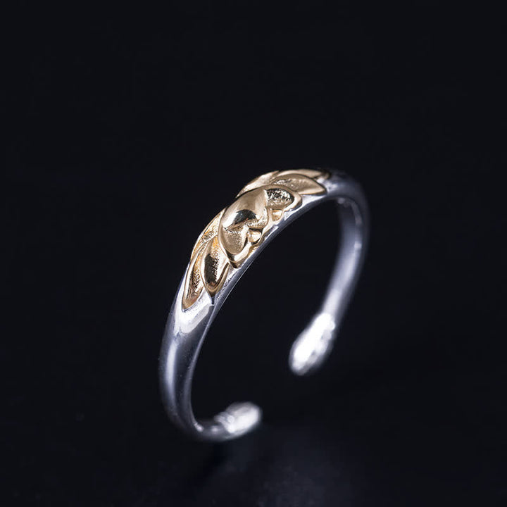 Bague en argent sterling 925 avec Buddha Stones et fleur de lotus