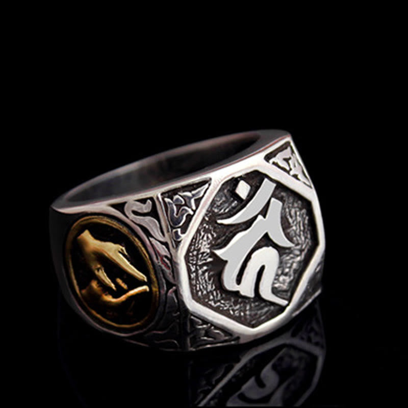 Bague ajustable en argent sterling 925 Buddha Stones et motif sanskrit sculpté - image 21
