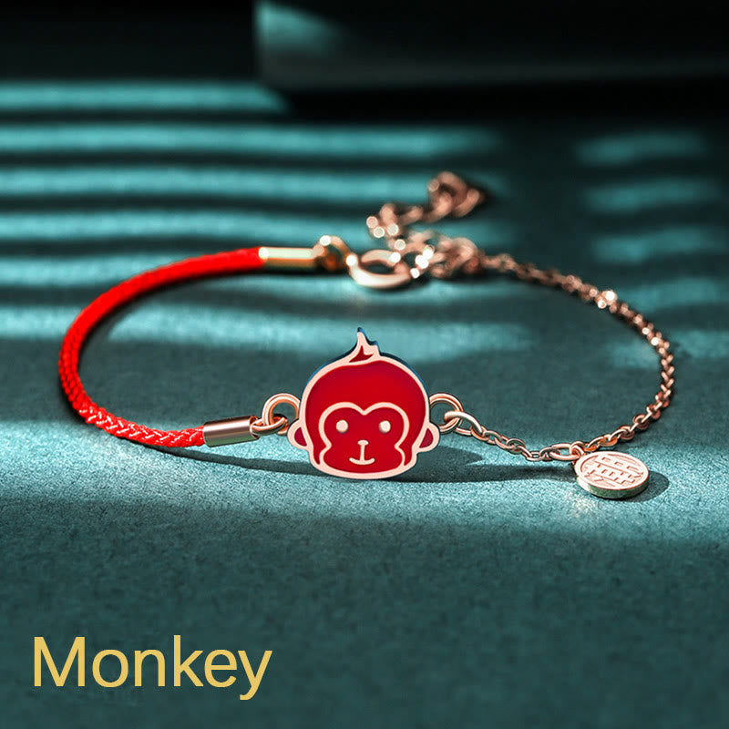 Bracelet chaîne en fil rouge Buddha Stones en argent sterling 925 changeant de couleur, signe du zodiaque chinois, protection de la chance - Singe (tour de poignet 14-15 cm) - image 22