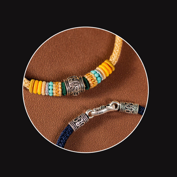 Bracelet tressé tibétain en argent sterling 925 fait main avec Buddha Stones Om Mani Padme Hum Pureté - image 13