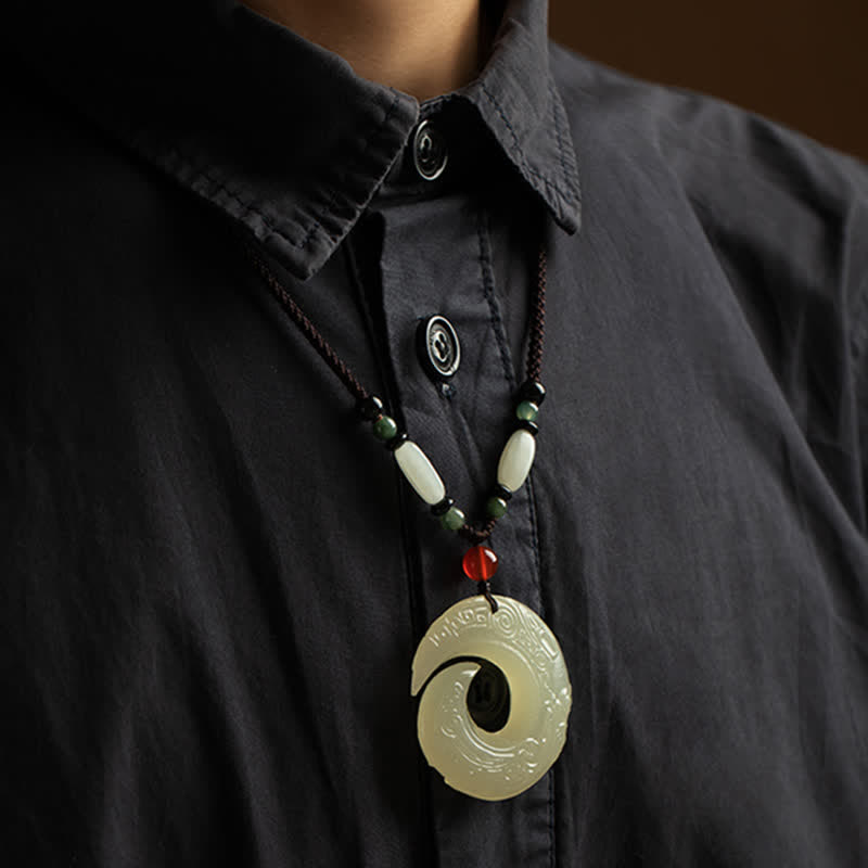 Collier pendentif porte-bonheur en jade , Buddha Stones, boucle de paix, petite feuille, bois de santal rouge, cinabre, agate