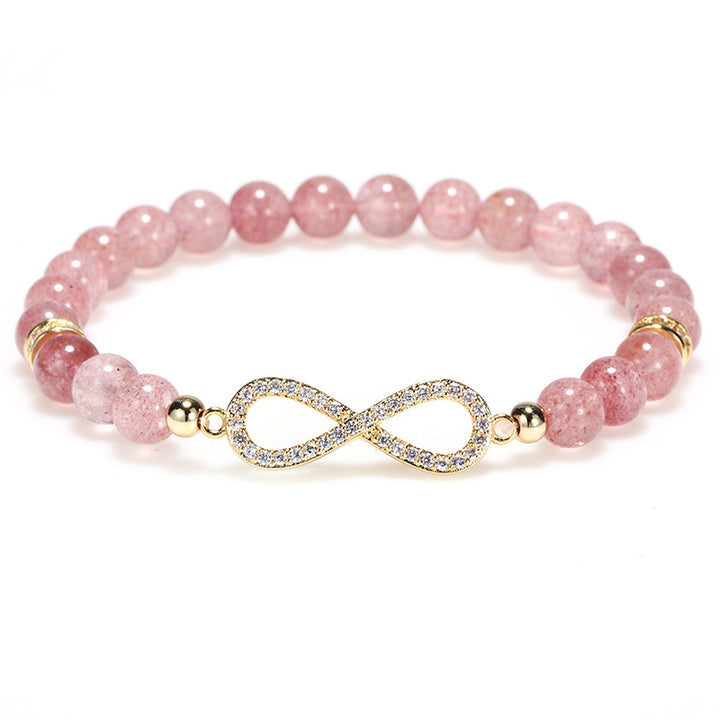 Bracelet de guérison positive en quartz fraise naturel Buddha Stones