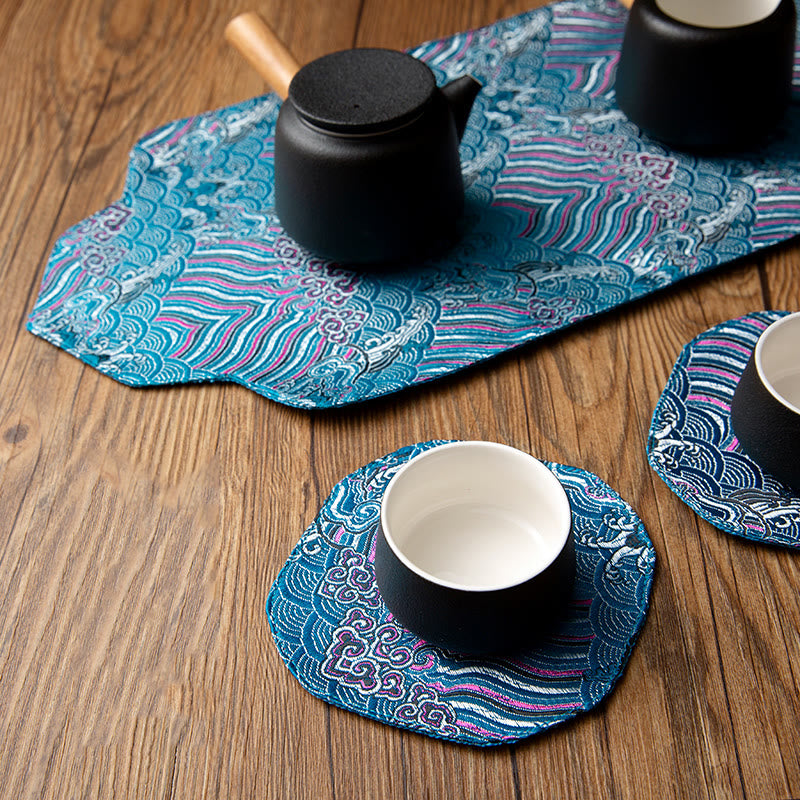 Buddha Stones , vagues de la mer, dessous de verre pour tasse à thé, tapis à thé Kung Fu