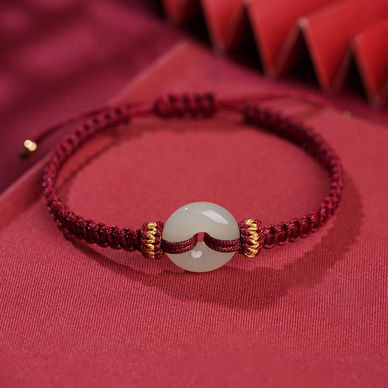 Bracelet tressé en jade avec boucle de paix et Buddha Stones