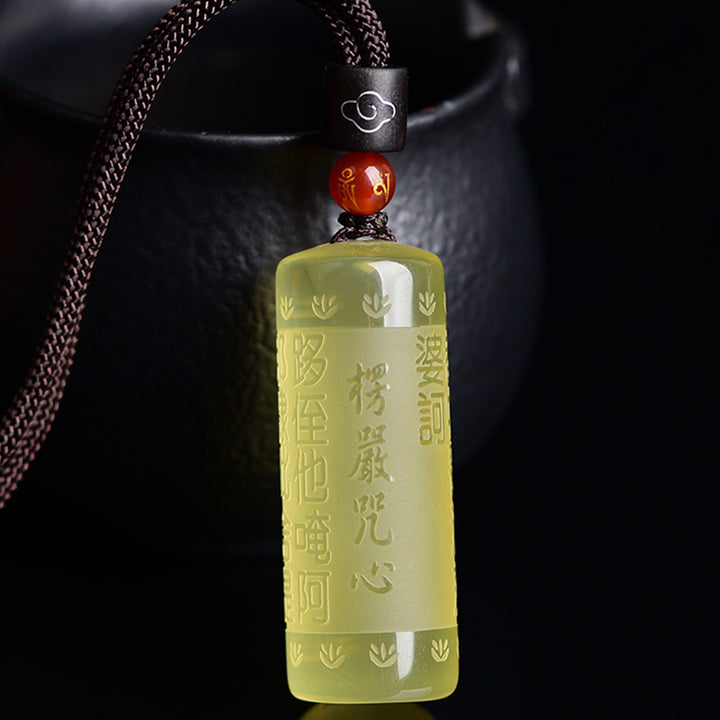 Collier pendentif force bonheur citrine Sutra du cœur