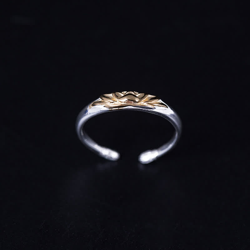 Bague en argent sterling 925 avec Buddha Stones et fleur de lotus