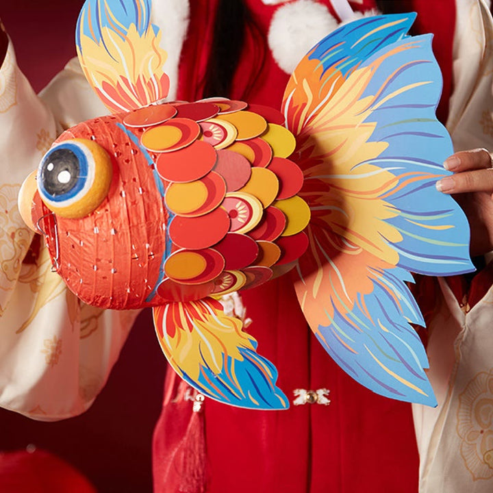 Lanterne en papier en forme de poisson Koi porte-bonheur en Buddha Stones pour décoration de fête de la mi-automne