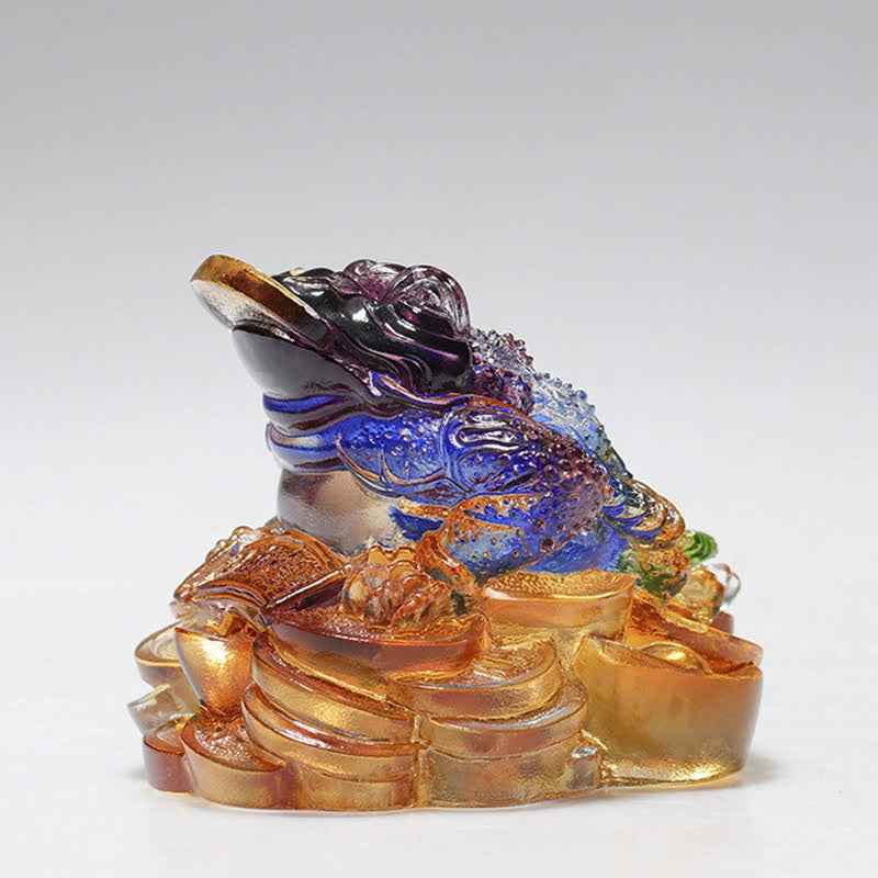 Grenouille Feng Shui Pièce d'art en cristal Liuli faite à la main Décoration de bureau à domicile Richesse - image 6