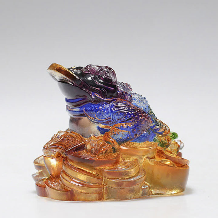 Grenouille Feng Shui Pièce d'art en cristal Liuli faite à la main Décoration de bureau à domicile Richesse - image 6