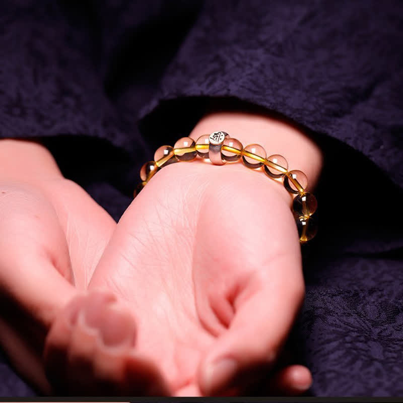 Bracelet de protection en argent sterling 925 avec pendentif en citrine et bouddha du zodiaque chinois