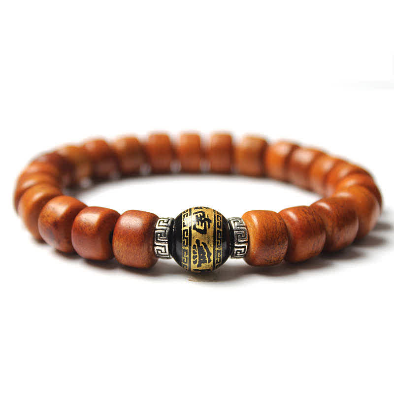 Bracelet de force en Buddha Stones, perles d'os tibétaines Om Mani Padme Hum