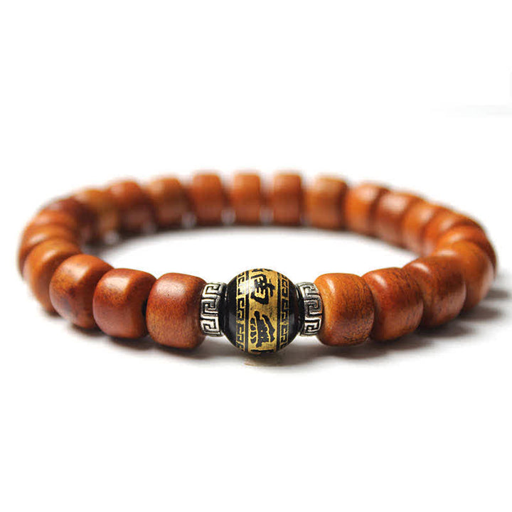 Bracelet de force en Buddha Stones, perles d'os tibétaines Om Mani Padme Hum