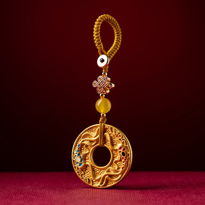 Porte-clés Buddha Stones Double Koi Fish Peace Buckle Wealth Luck