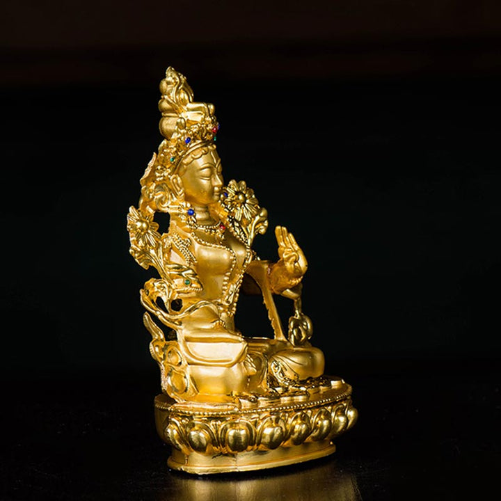 Statue de protection de l'espoir Bodhisattva Tara blanche plaquée or Décoration - image 2