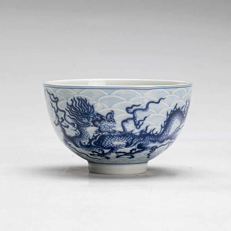 Tasse à thé en céramique motif dragon bleu Buddha Stones Tasses à thé Kung Fu