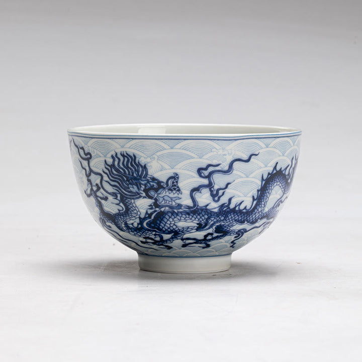 Tasse à thé en céramique motif dragon bleu Buddha Stones Tasses à thé Kung Fu